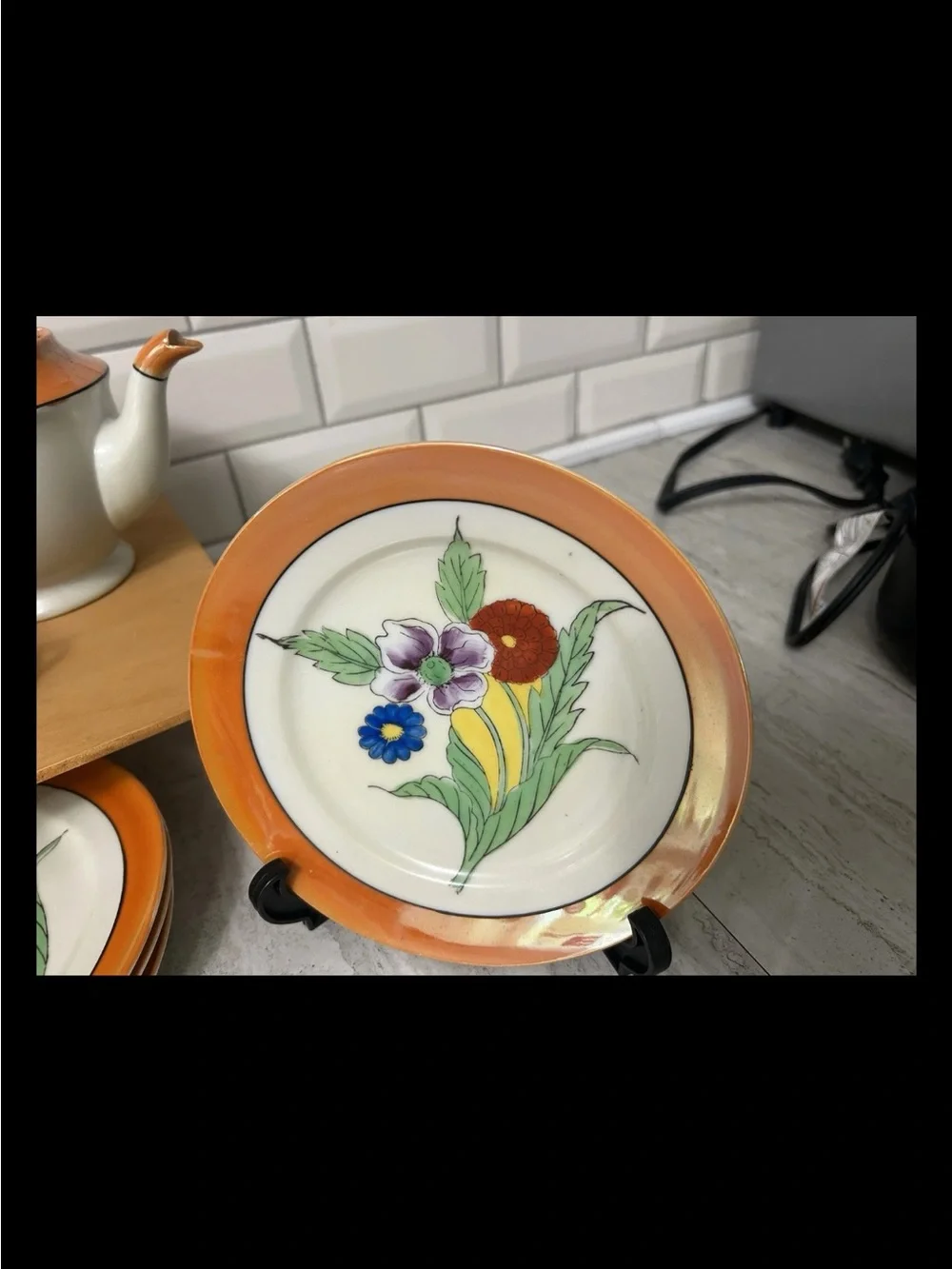 Chikatamachi Tea Pot, Creamer, Saucer And Bread Plates,Tea Cups Made In Japan HP